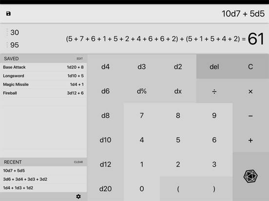 d20 Calculator iPad screenshot 5 - Productivity app