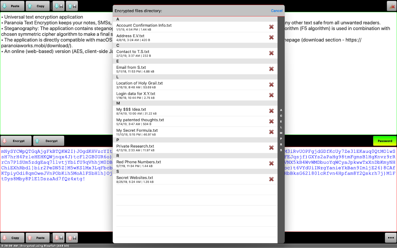 Paranoia Text Encryption Lite