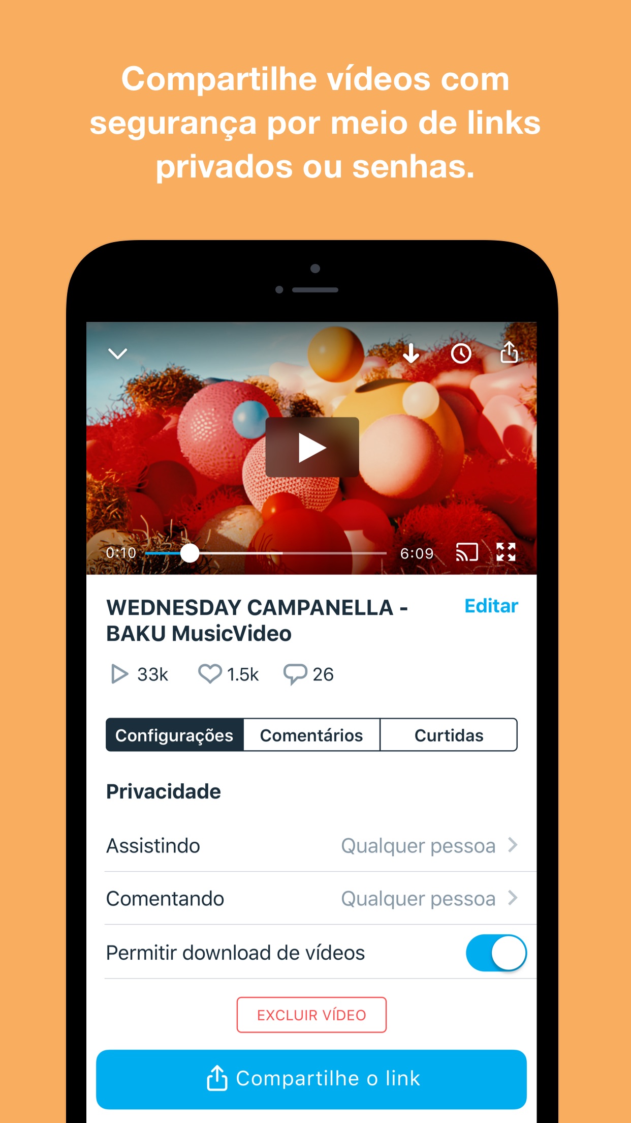 Screenshot do app Vimeo