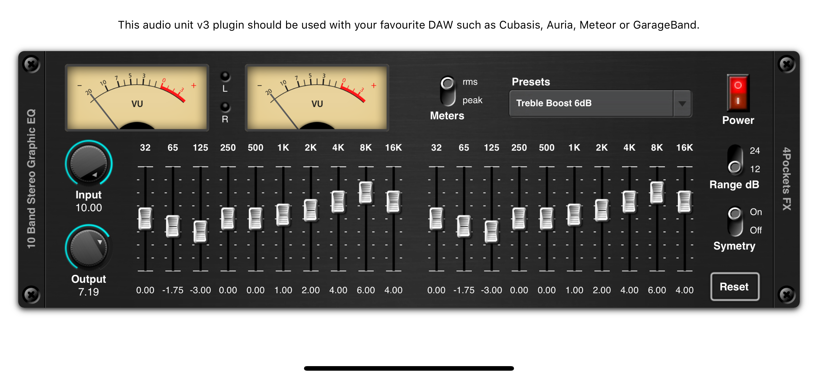 Stereo Graphic EQ AUv3 Plugin