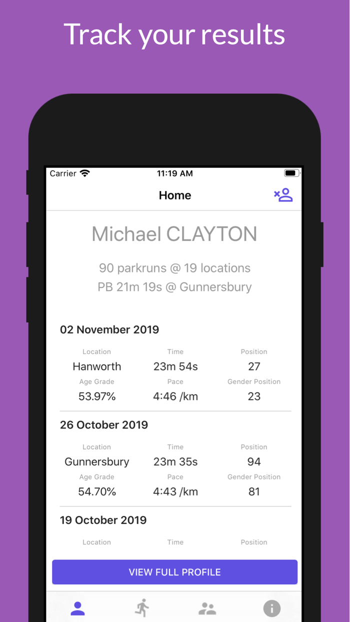 5K parkrunner results