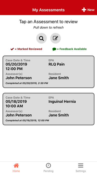 UW Surgery Resident Assessment Screenshot