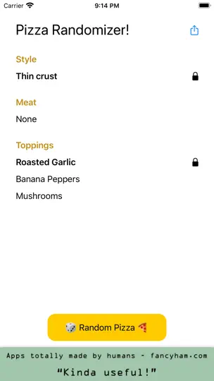 Скриншот Pizza Randomizer на iPhone 5
