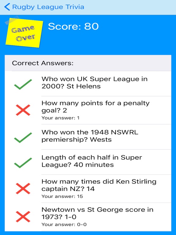 Screenshot #5 pour Rugby League Trivia