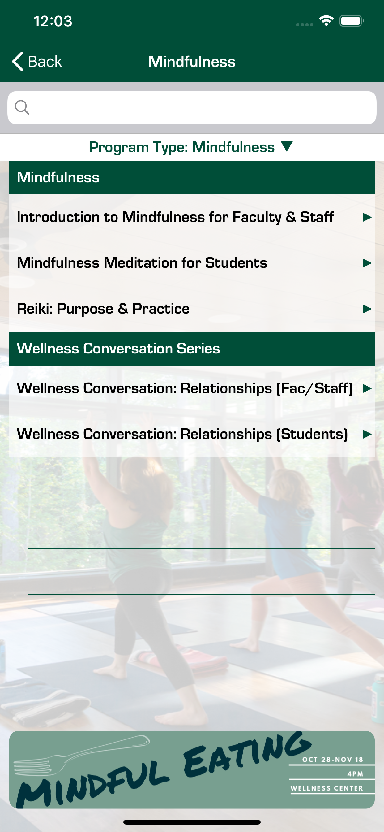 William & Mary Wellness screenshot 3