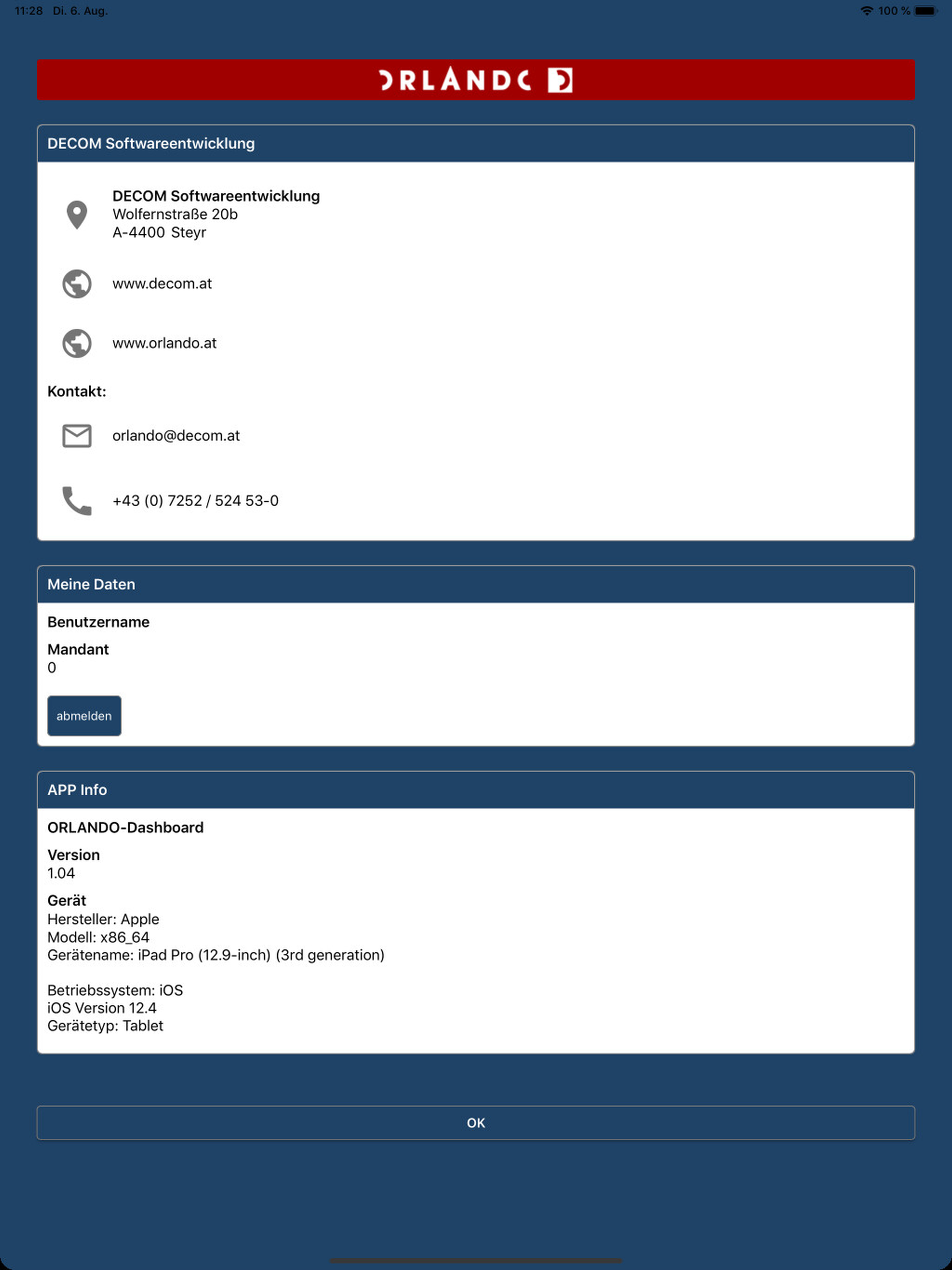 ORLANDO Dashboard screenshot 13