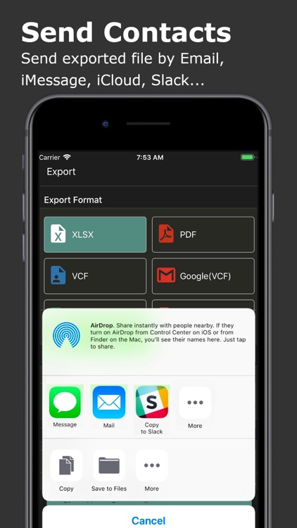 Export Contact to XLS PDF VCF screenshot-4