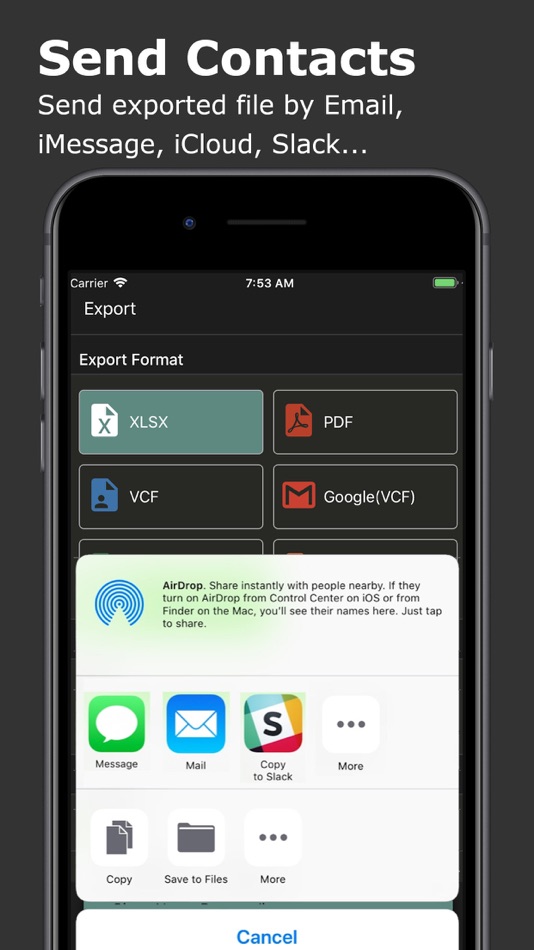 #5. Export Contact to XLS PDF VCF (iOS) 来自: 志鹏 潘