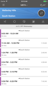 onTime : MBTA screenshot