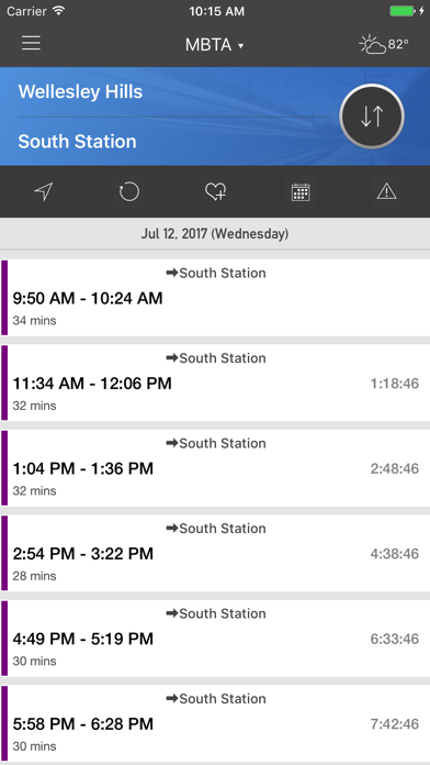 onTime : MBTA Screenshot