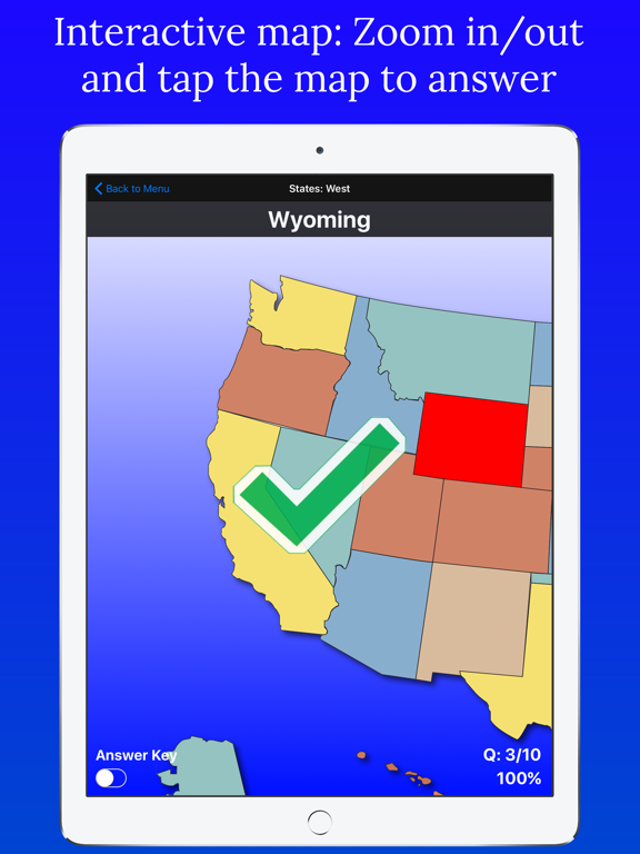 Geography United States Map Quiz App 