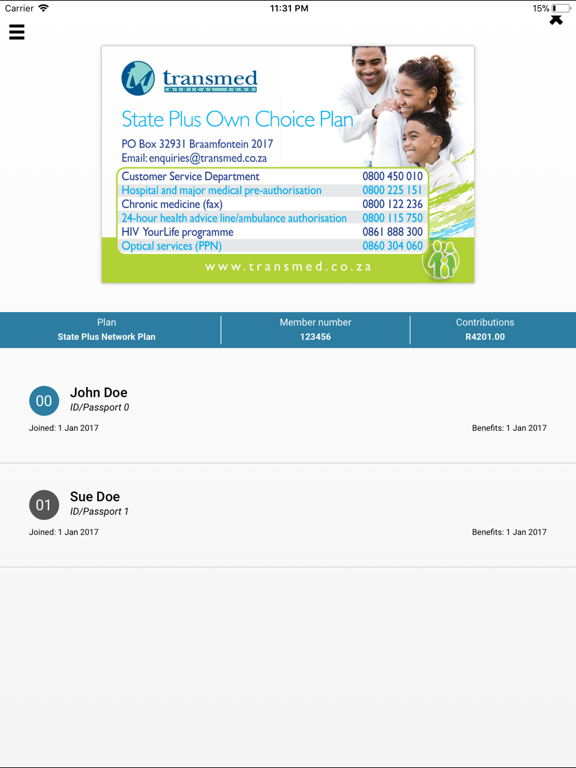 Transmed Medical Fund iPad screenshot 7 - Health & Fitness app