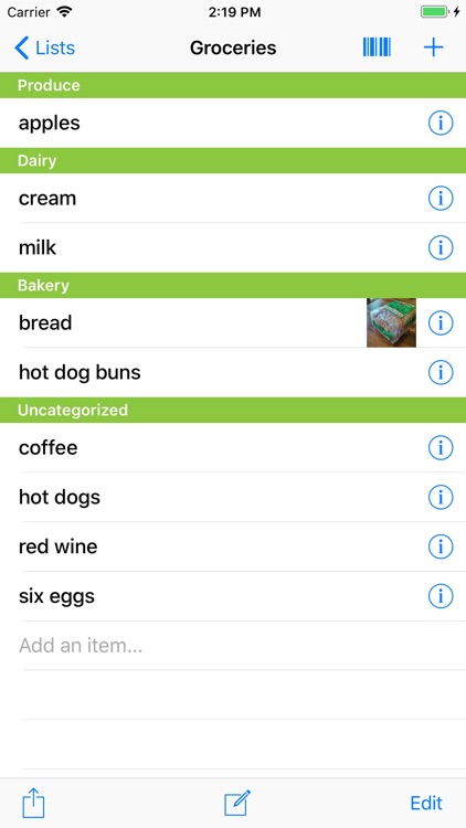 Our Groceries Shopping List