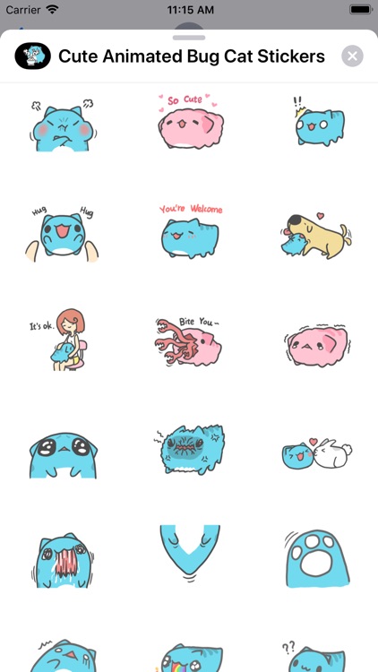 Cute Animated Bug Cat Stickers