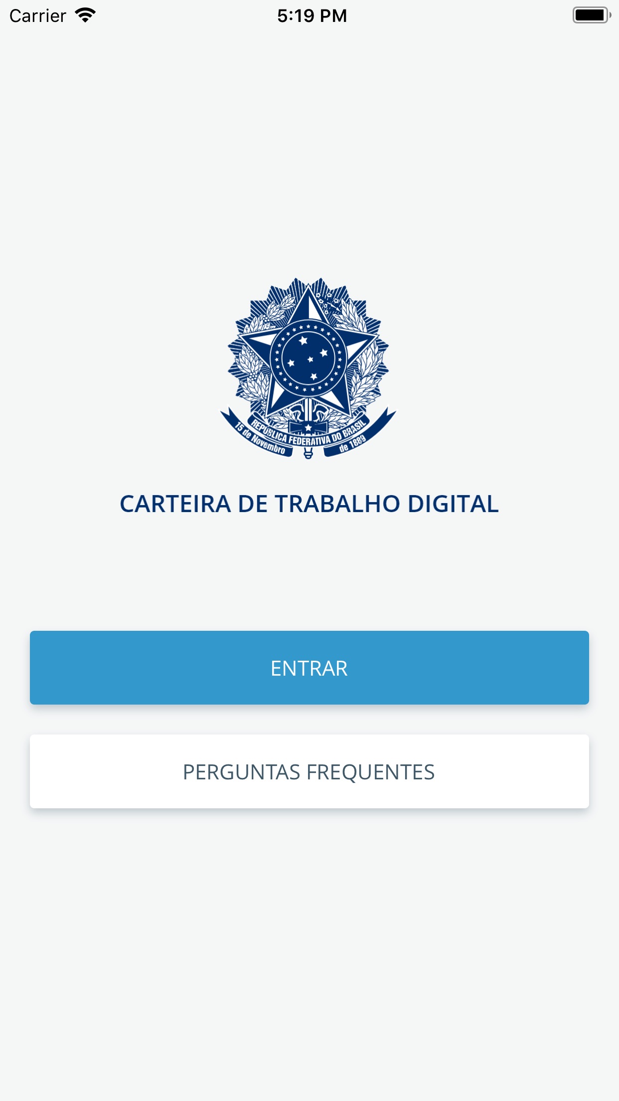 Screenshot do app CTPS Digital