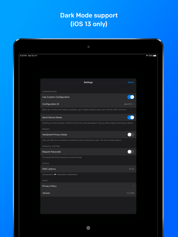 NextDNS iPad screenshot 5 - Utilities app