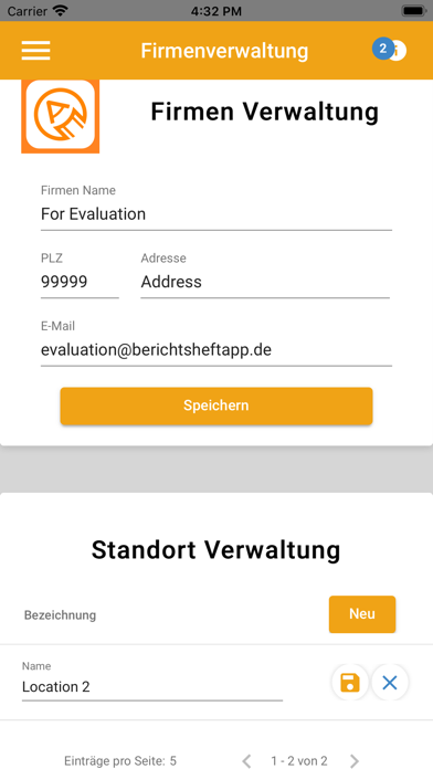 Berichtsheftapp Screenshot
