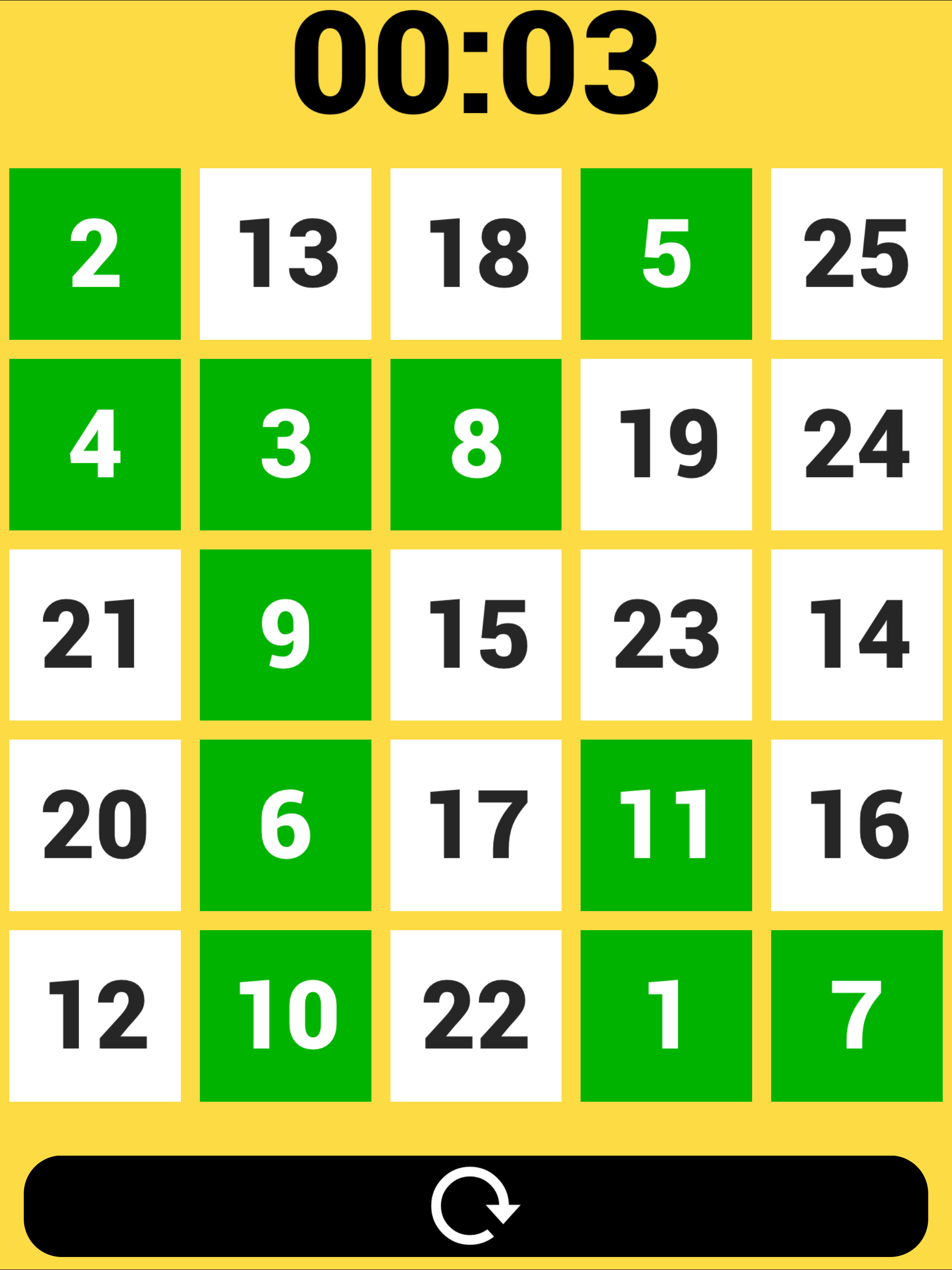 25 Numbers Game
