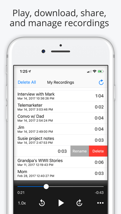 Call Recorder Lite for iPhone Screenshot
