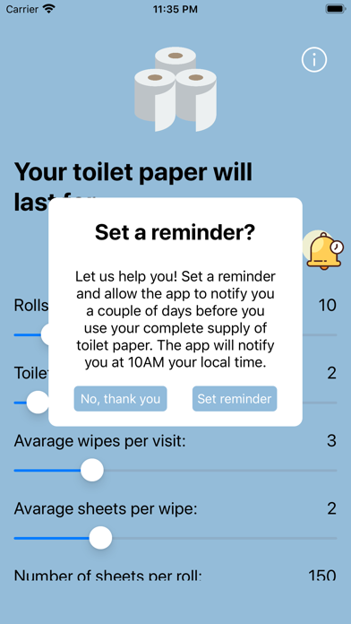 Toilet Paper Calculator screenshot 3