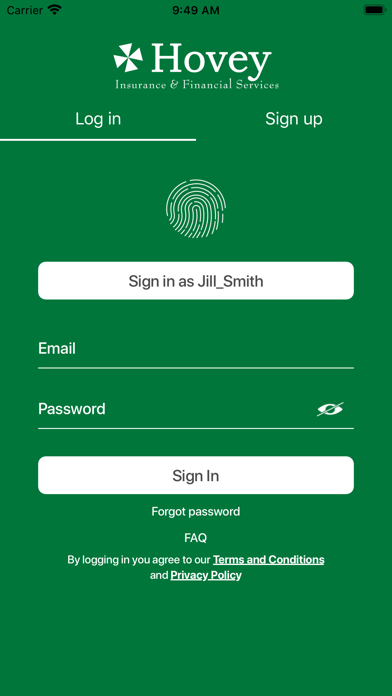Hovey Insurance app screenshot