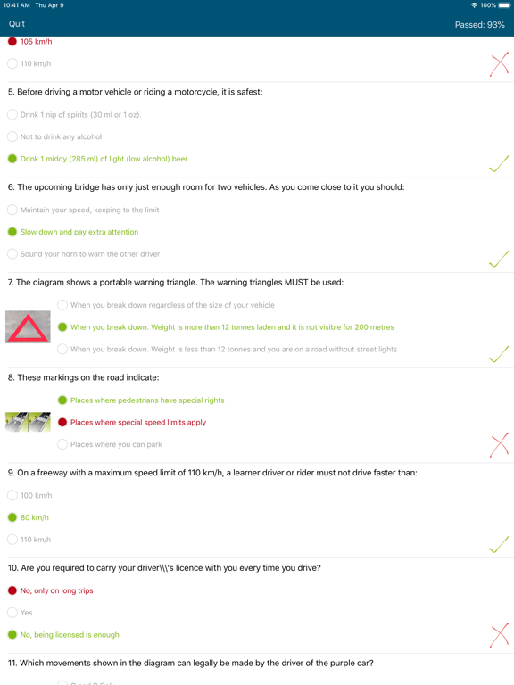 Driver licence test QLD Lite iPad screenshot