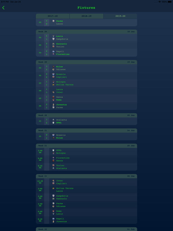 Live Results Italian Serie A iPad screenshot 8 - Sports app