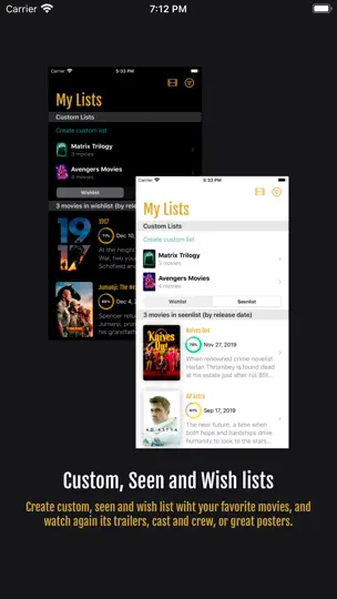 Capture d'écran de Movie Premieres sur iPhone 6