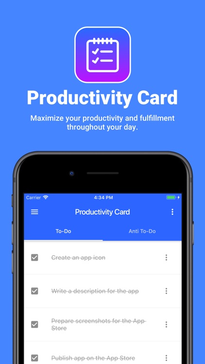 Productivity Card