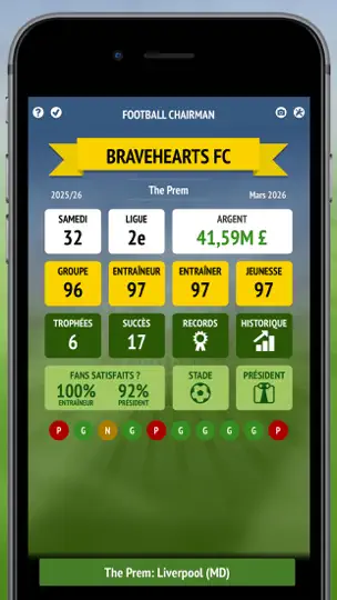 Capture d'écran de Football Chairman sur iPhone 2
