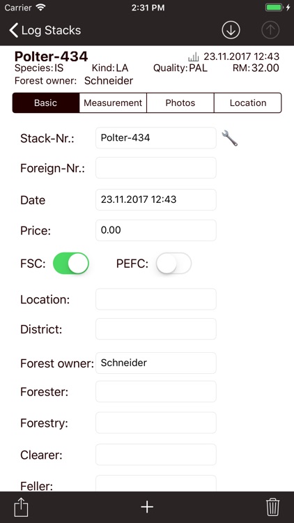 PolterApp - woodpile inventory