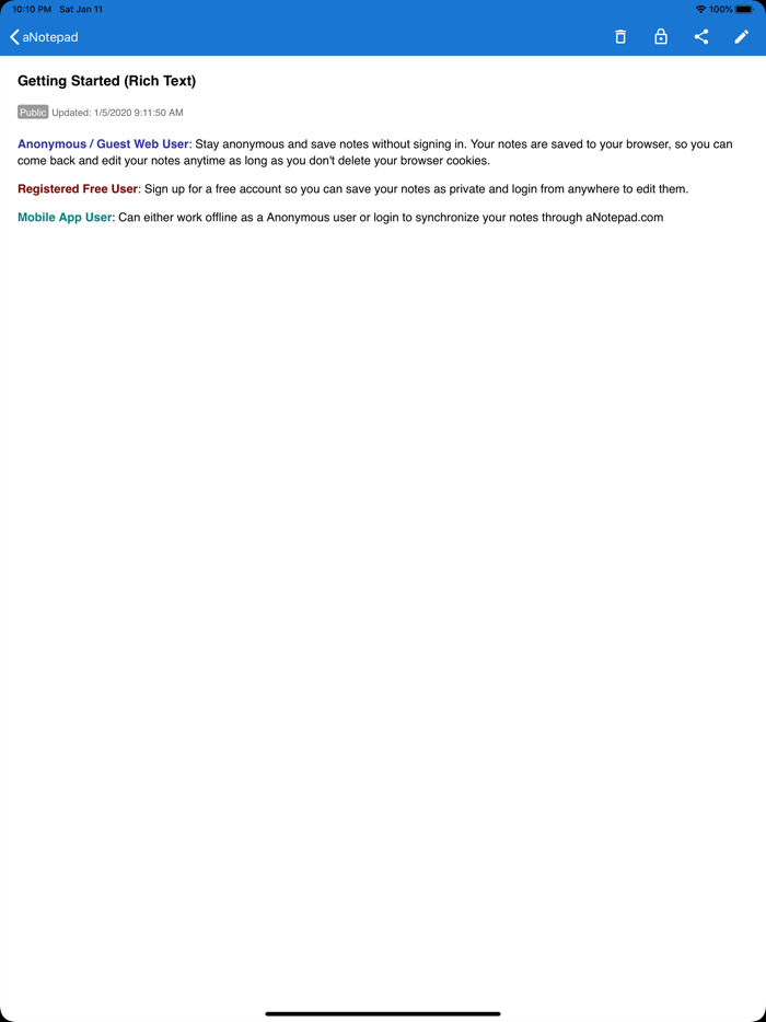 a Notepad - Take and Share Notes