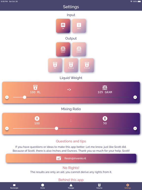 Resin Calculator iPad screenshot 4 - Utilities app