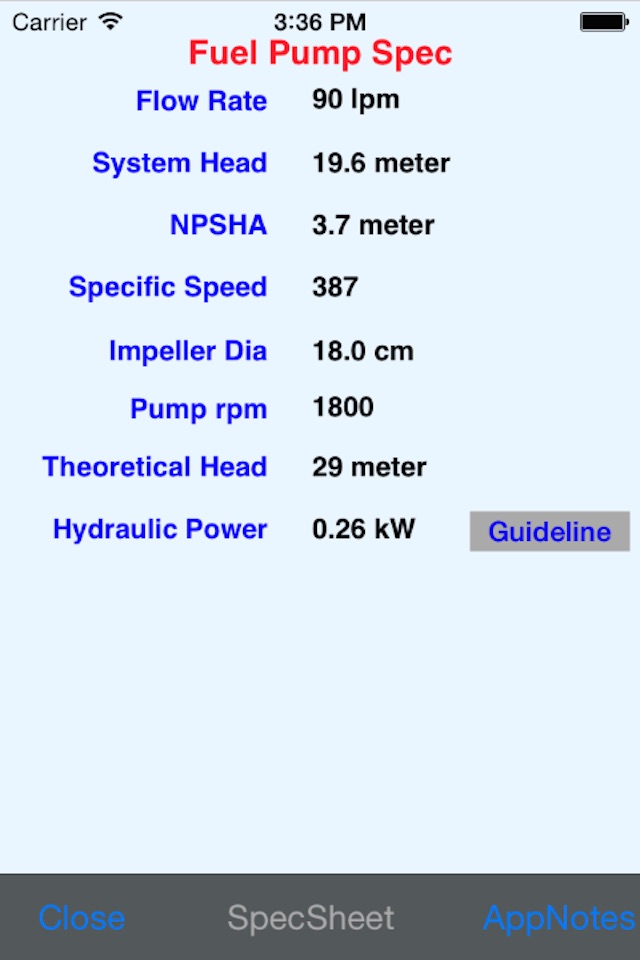 Centrifugal Pump Spec screenshot 2