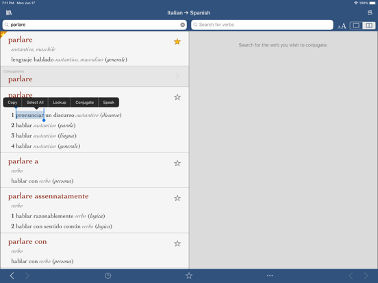 Ultralingua Spanish-Italian iPad screenshot 1 - Reference app