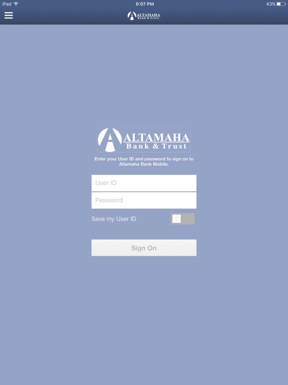 Altamaha Bank Mobile for iPad