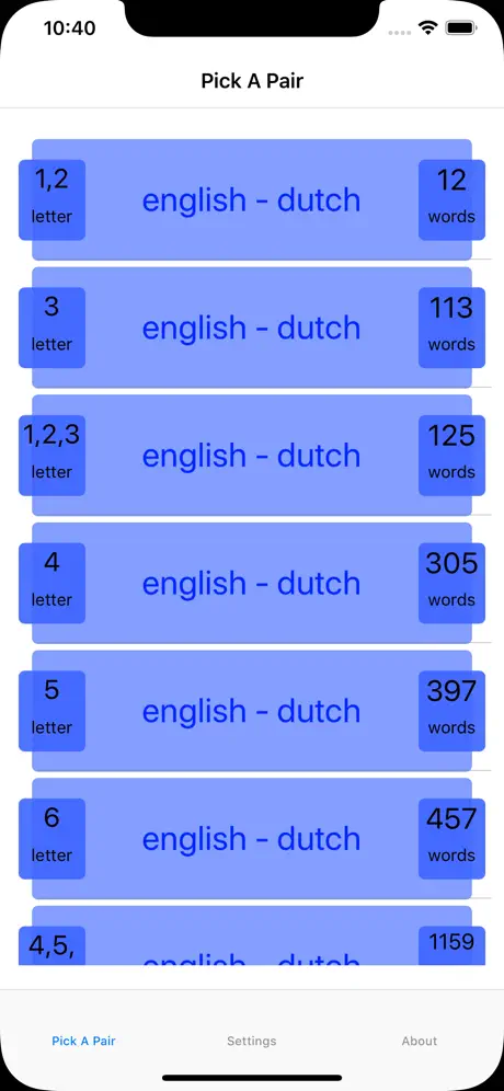 PickAPair Dutch - English