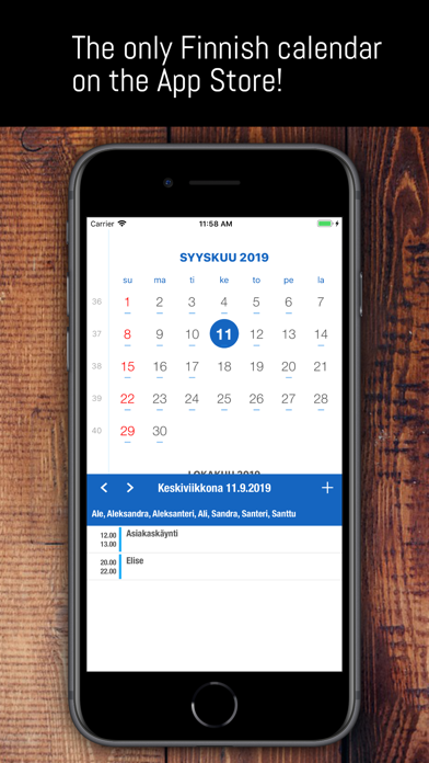 Finnish calendar Screenshot