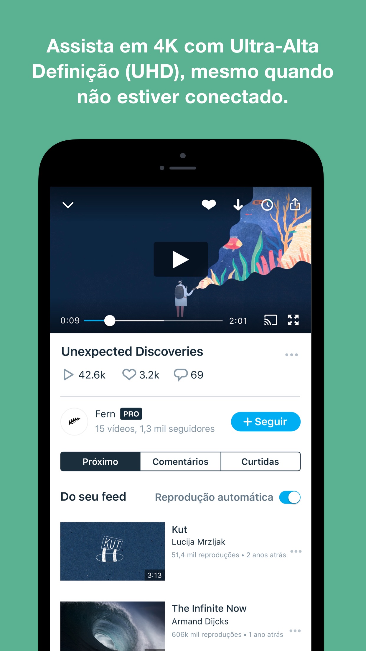 Screenshot do app Vimeo
