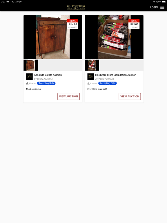 Valley Auctions iPad screenshot 3 - Business app