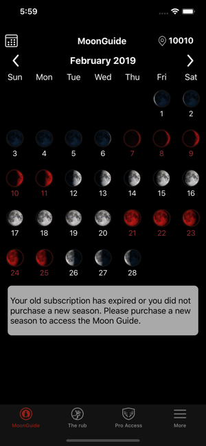 Red Moon Hunting Chart