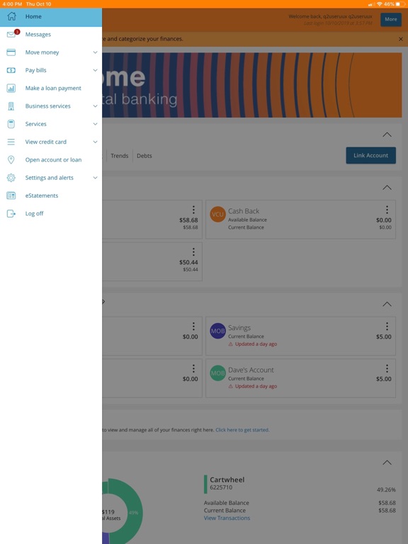 Verity Credit Union Mobile iPad screenshot 4 - Finance app