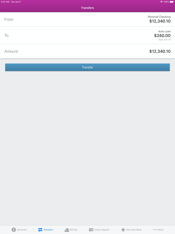 1ST SUMMIT Mobile Banking iPad screenshot 4 - Finance app