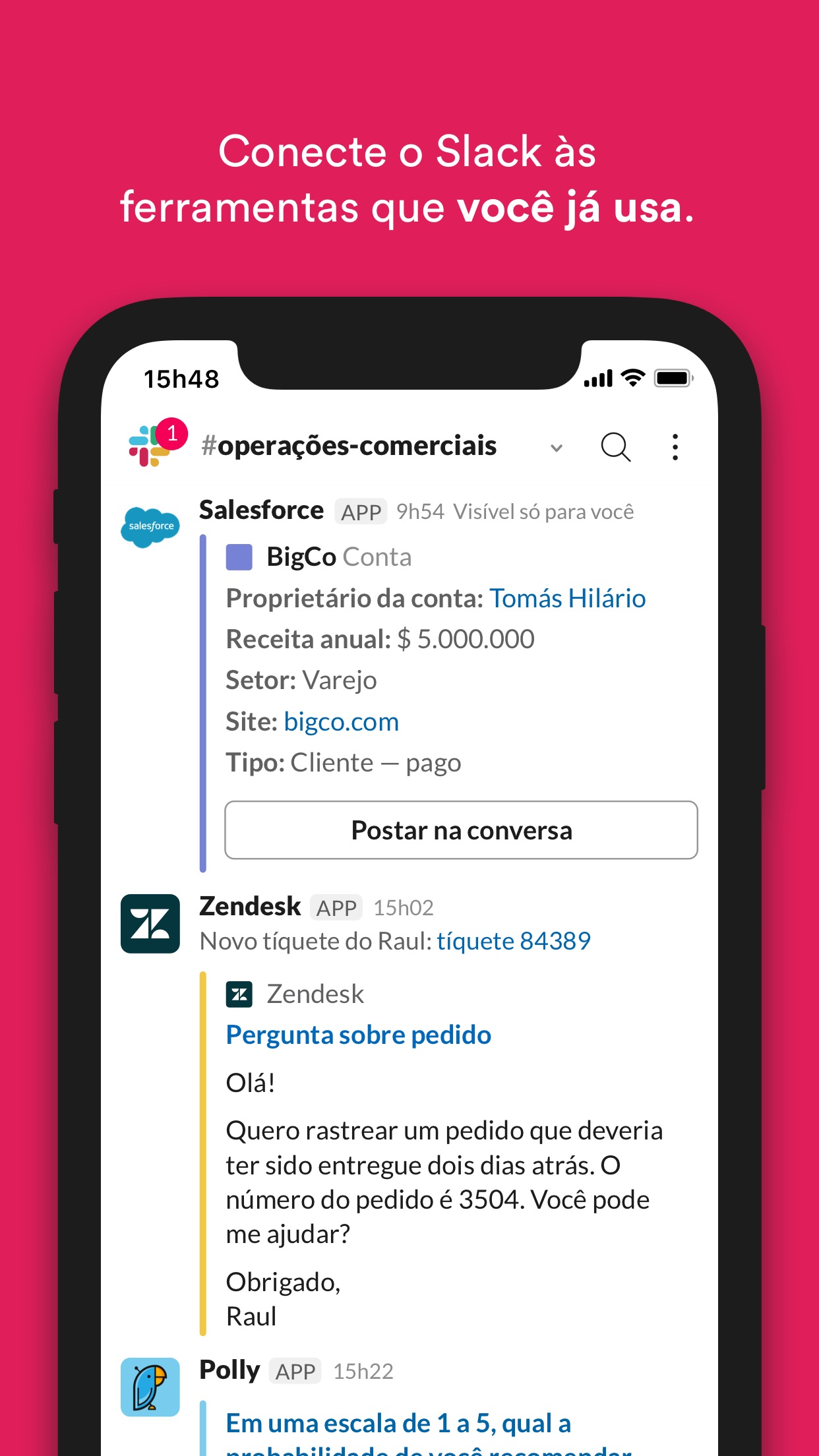 Screenshot do app Slack