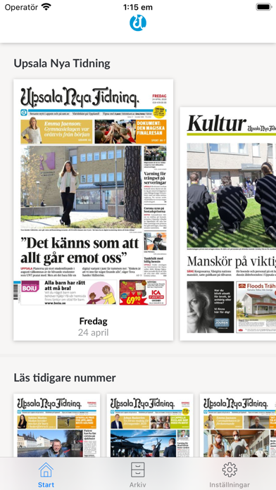 E-tidning UNT Screenshot