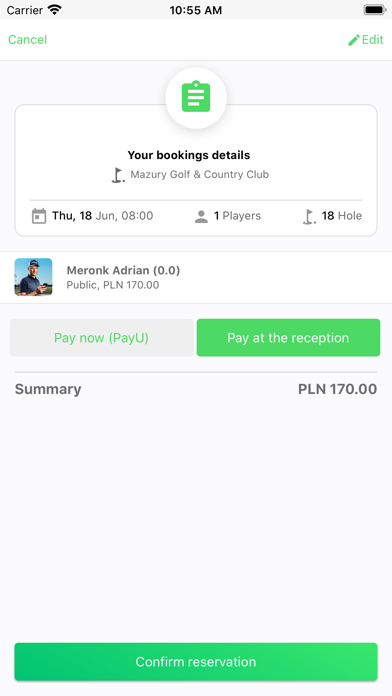 Golf Booking Screenshot