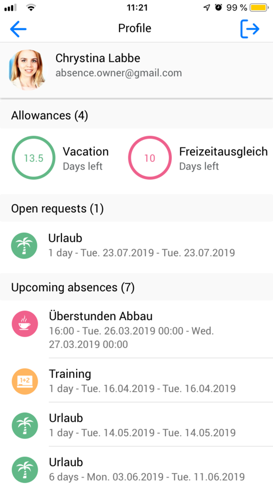 #8. absence.io (iOS) By: absence.io GmbH