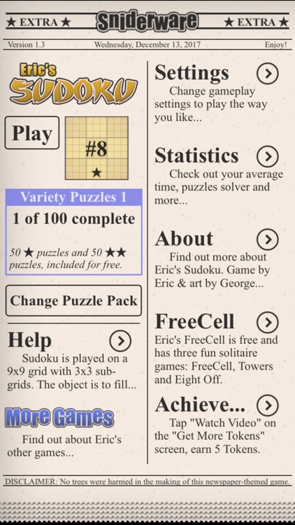 Eric's Sudoku –Classic Puzzles
