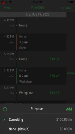 GPSPlus: Work, Miletracker log screenshot 3