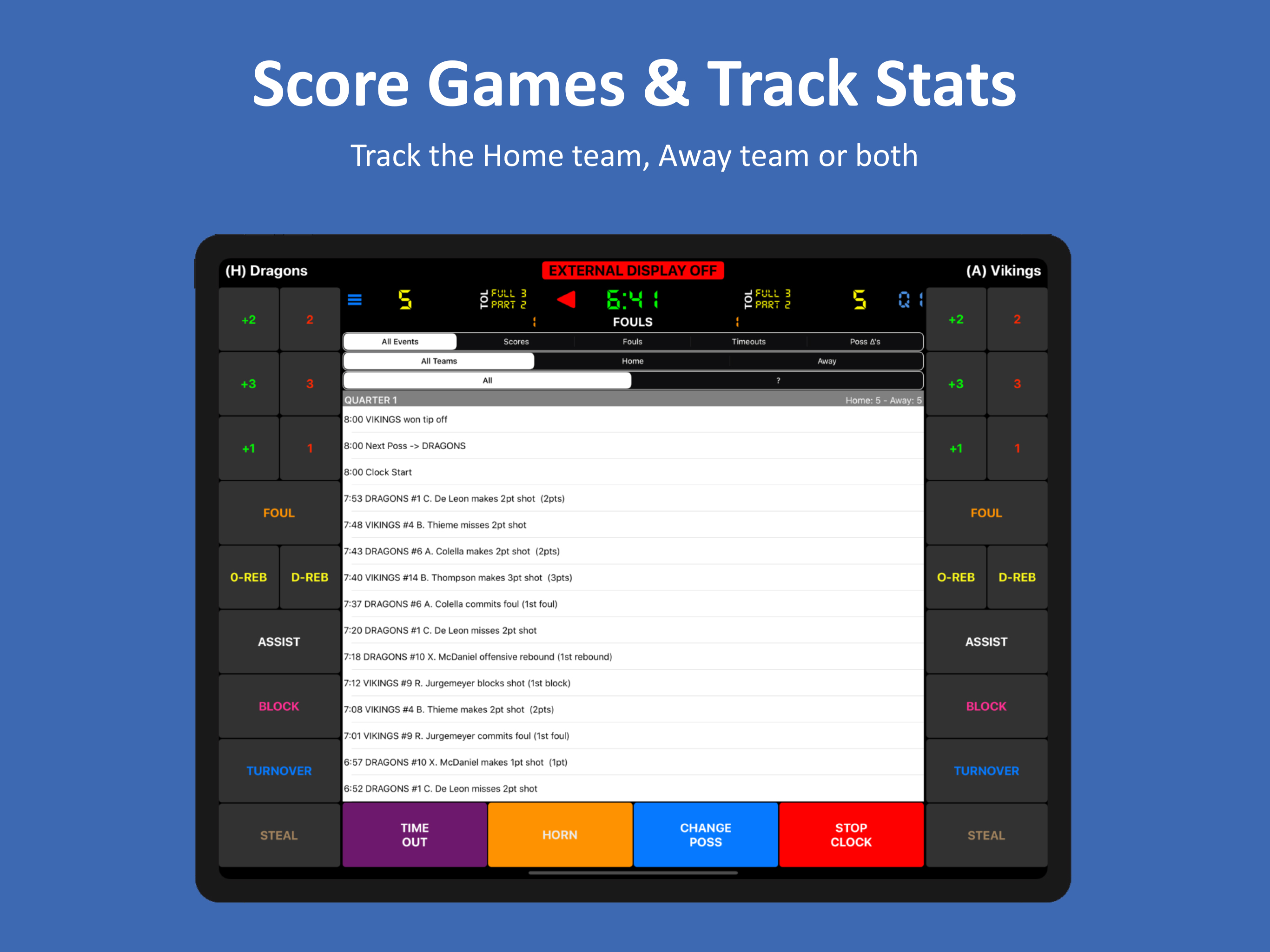 Basketball Scorebook + Stats